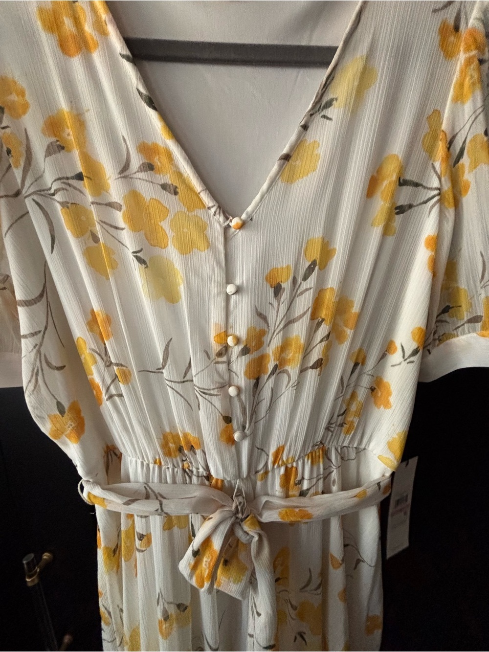 Calvin Klein White Maxi Dress with Yellow Floral Print - Picture 2 of 4